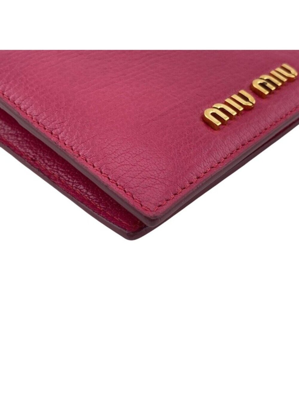 Miu Miu Logo Leather Compact Wallet Bifold Pink - Picture 2 of 7